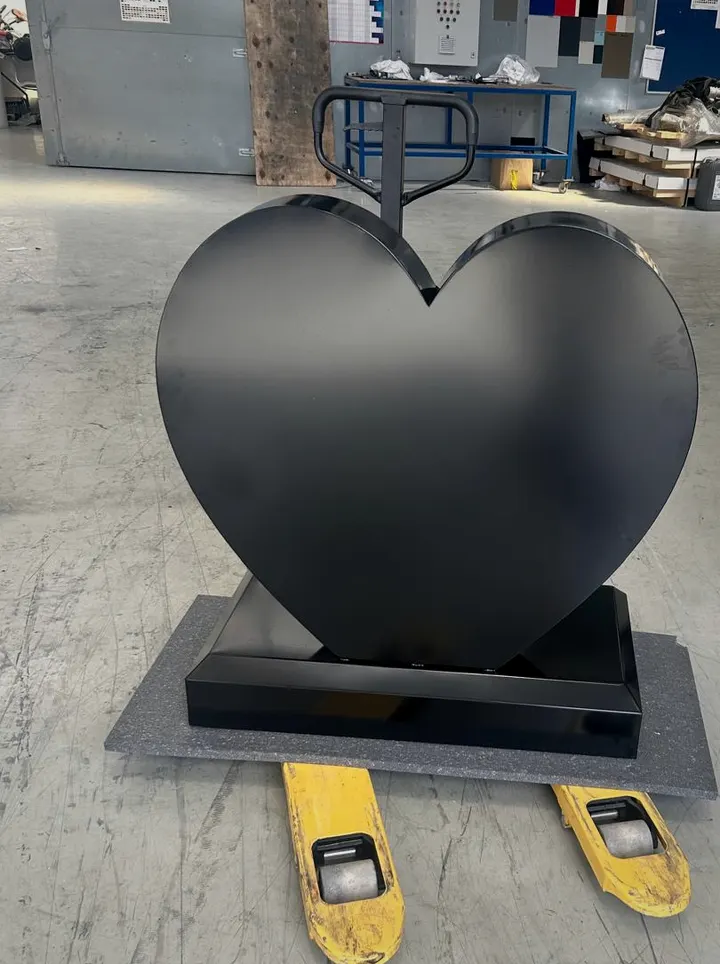 Heart sculpture, finished in black
